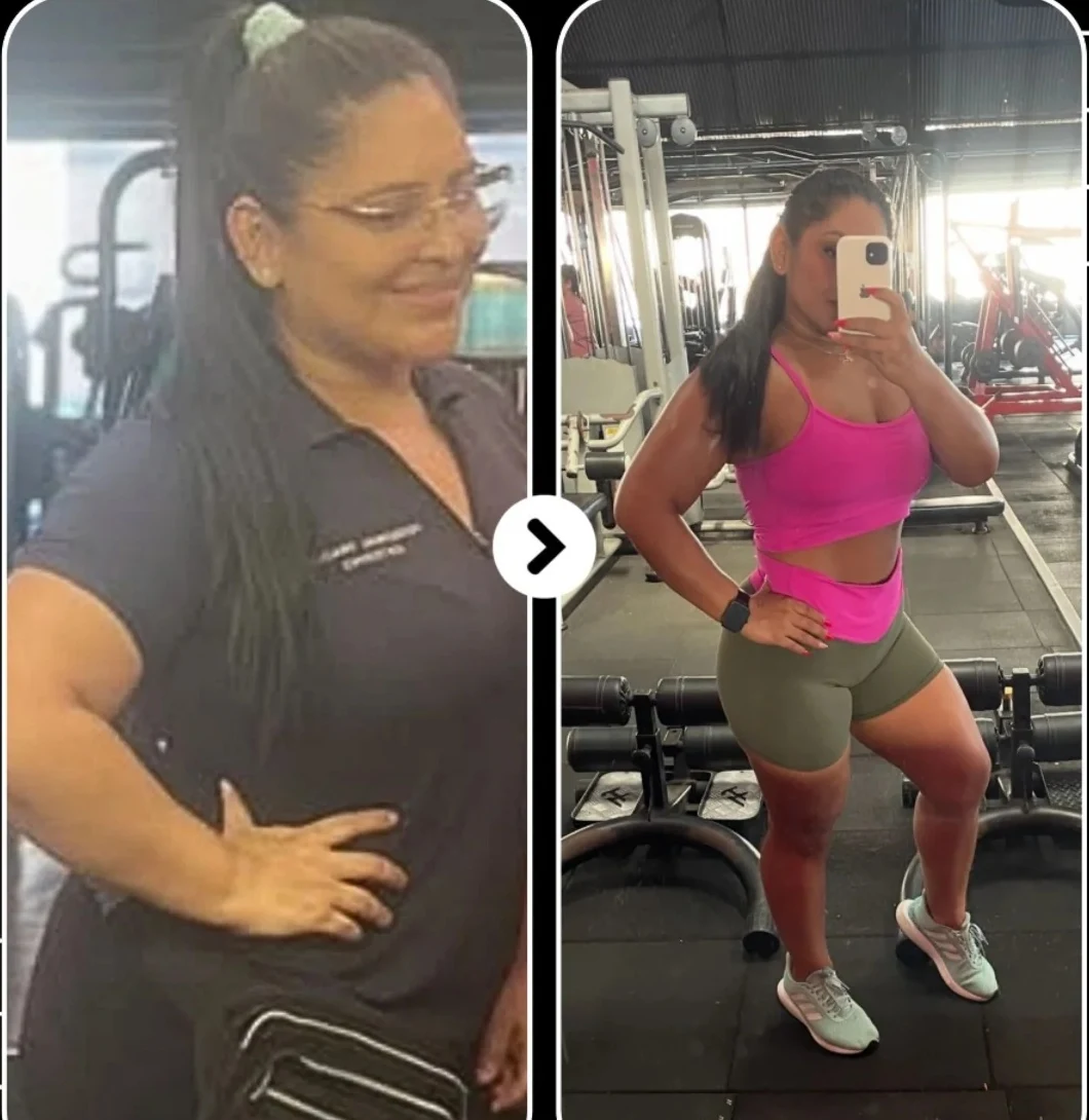 Comparação da transformação corporal da Cris